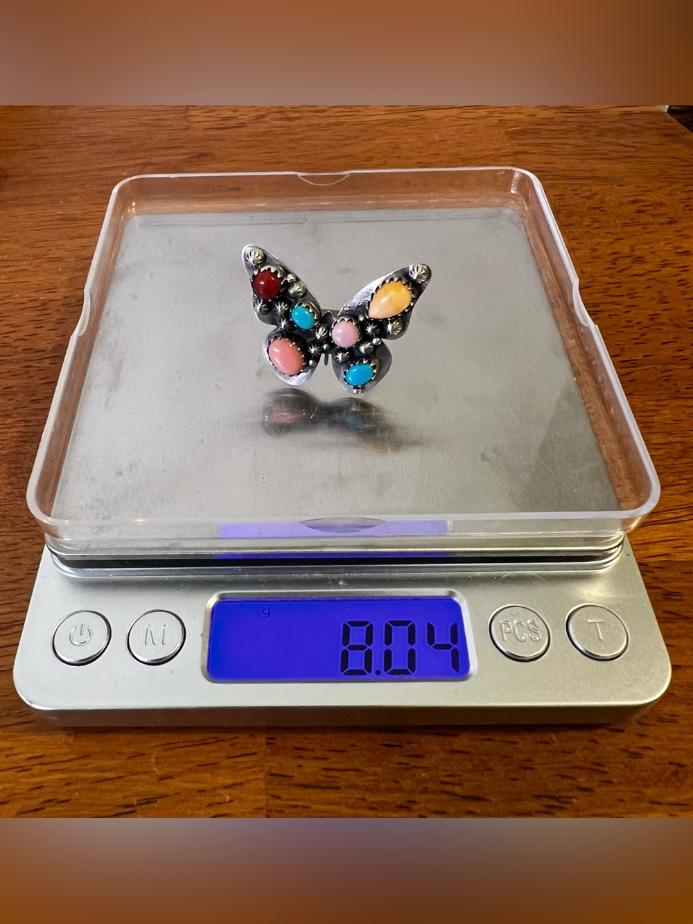 Sterling Silver Multi Stone Butterfly Ring Size 8 Adjustable - Picture 11 of 11